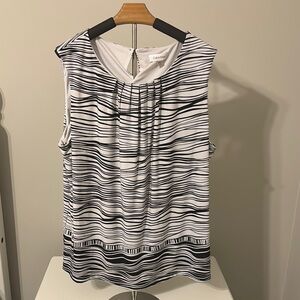 Calvin Klein Black and White Striped Sleeveless Top